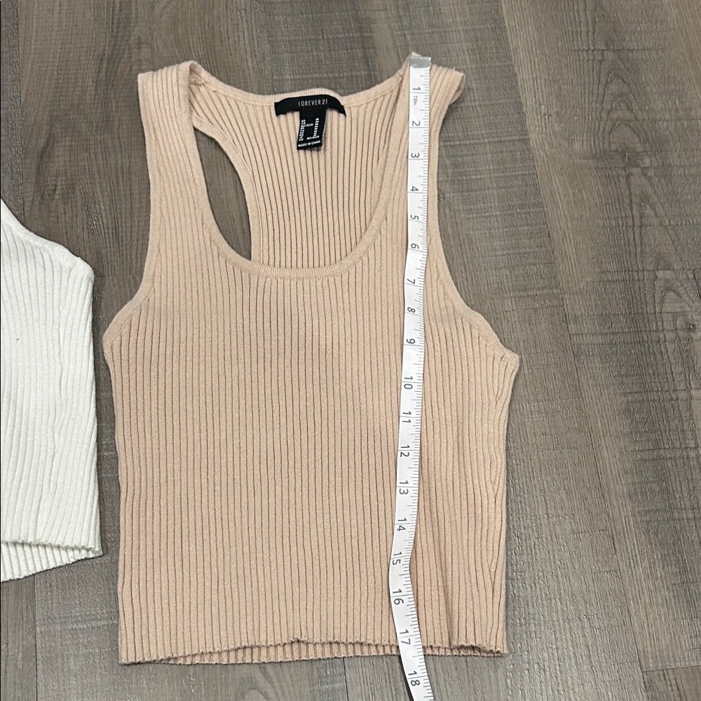 Forever 21 Ribbed Tank Top Set - White and Tan - Picture 5 of 6